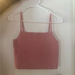 Reformation Ribbed Spaghetti-Strap Crop Top in Dusty Rose